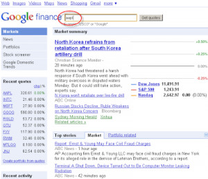 From the Google Finance main page, type in the stock symbol - in this ...