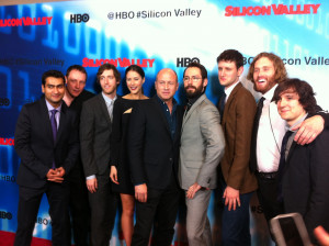 of HBO’s “Silicon Valley” pose on the red carpet with the show ...