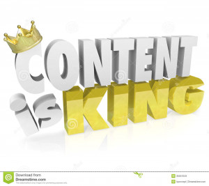 Content is King words in 3D letters with gold crown to illustrate the ...