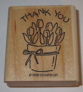 Thank-You-Stampin-Up-Rubber-Stamp-Flowers-Tulips-Pot-1996-Retired ...