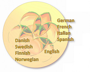 English, Danish, Swedish, Finnish, Norwegian, German, French, Italian ...