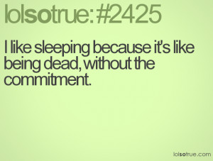 like sleeping because it's like being dead, without the commitment.