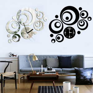 Modern Home Decor DIY 3D Wall Clock Mirror Sticker Round Dial Artistic ...
