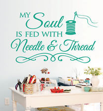 Sewing Craft Room Soul NeedleThread... Saying Vinyl Wall Decals Quote ...