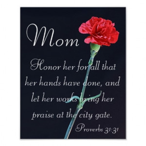 red carnation Mother's Day bible verse Proverbs