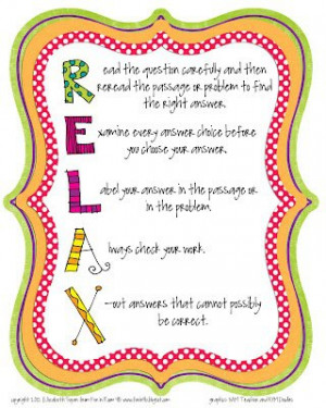 RELAX – with test-taking strategies cute poster to frame for the ...