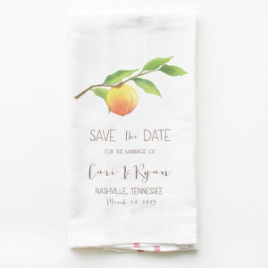 Adorable dish towel save the dates: Engagement Gift, Georgia Peach