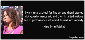 to art school for fine art and then I started doing performance art ...