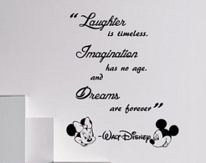 Walt Disney Laughter is timeless Wa ll Quote Mickey Minnie vinyl decal ...