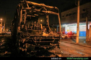 Fans set bus on fire over brazil defeat against Germany