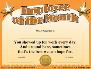 Sample Funny Employee Certificates: 101 in All PLUS 7 Award Templates!