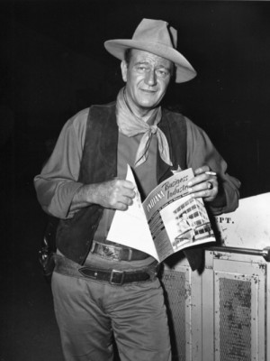 John Wayne on the set of Rio Bravo