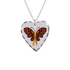 MS Awareness Butterfly Ribbon Necklace for