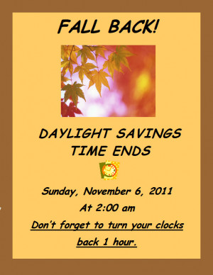 Daylight Savings Time Ends Clip Art
