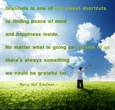 Gratitude is one of the sweet shortcuts to finding peace of mind and ...