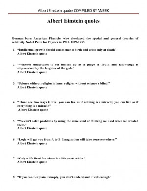 Albert Einstein quotes COMPILED BY ANEEK Albert Einstein quotesGerman ...