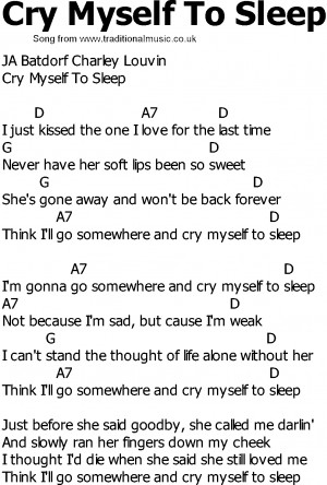 Old Country song lyrics with chords - Cry Myself To Sleep