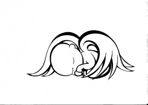 Outline Tribal Baby Angel Tattoo Design