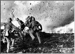 ... attack a German machine gun unit retreats. Last stages of the war