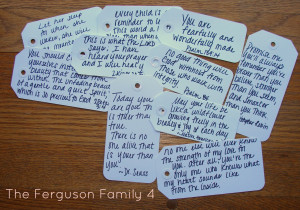 Place the tags on the metal circle...