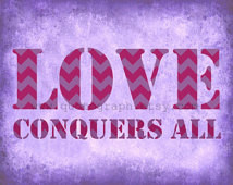 Love Conquers All - Purple - photog raphic print - Lavender Chevron ...