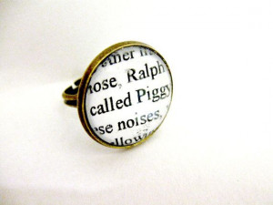 Lord Of The Flies Quotes Book Page Jewelry Character Ring Ralph Piggy ...