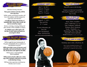 Summer basketball camp brochure created for a Christian basketball ...