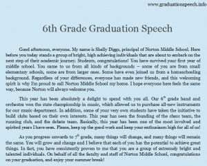 5th, 6th, 7th, 8th Grade Graduation Speech