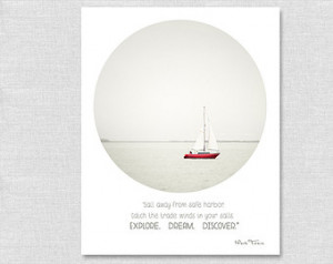 Sailing Quote, Nautical Quote, Beach Wall Art, Red Boat, Inspirational ...