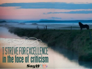 strive for excellence in the face of criticism.