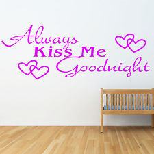 Always Kiss Me Goodnight Quote Nursery Modern Wall Art Stickers Decal ...