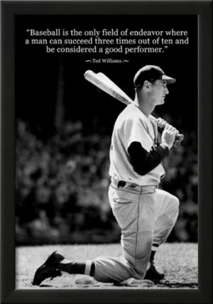 Ted Williams Baseball Famous Quote Archival Photo Poster Framed Poster