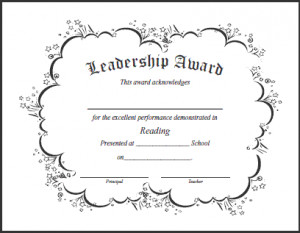 Leadership Award Certificate
