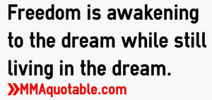 Freedom is awakening to the dream while still living in the dream.