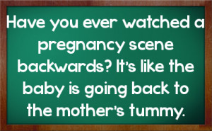 Have you ever watched a pregnancy scene backwards? It's like the baby ...