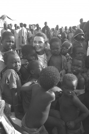 unicef:UNICEF Goodwill Ambassador Audrey Hepburn is surrounded by ...