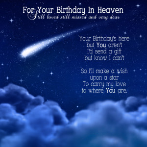 For Your Birthday In Heaven – Still loved still missed and very dear
