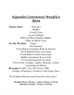 Search Results for: Continental Breakfast Menu
