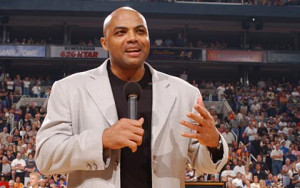 Charles Barkley thanks the capacity crowd after having his banner ...