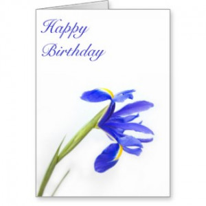 Purple Iris Flower Birthday Card by PhotographyByPixie