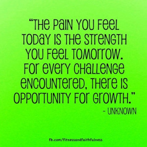 The pain you feel today is the strength you feel tomorrow. For every ...