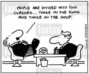 poverty line cartoon humor: People are divided into two classes ...