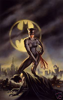 SEXY CATWOMAN DC COMICS POSTER W BATMAN LITHO 18X24 Image