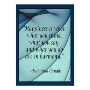 Happiness Harmony Gandhi Quote Poster