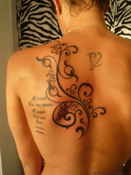 SEE MORE SIMPLE FLOWER TATTOO WITH QUOTE ON BACK BODY