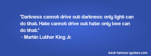 cannot drive out darkness: only light can do that. Hate cannot drive ...