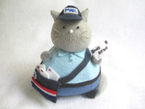 Mailman Cat Pincushion Pete cute felt kitty cat collectable or gift ...