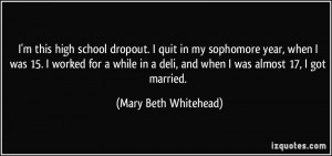 ... deli, and when I was almost 17, I got married. - Mary Beth Whitehead