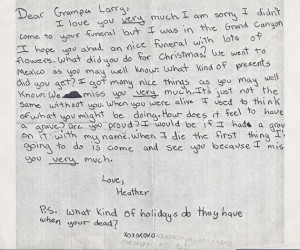 ... Girl Writes Adorable Letter To Grandpa After Missing Funeral (PICTURE