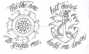 anchor, cute, design, quote, sailor, tattoo